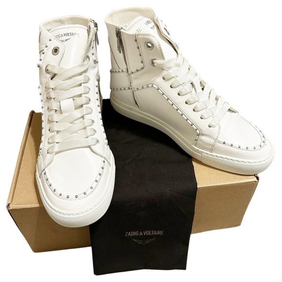 Zadig & Voltaire Shoes - NIB ZADIG & VOLTAIRE High Flash Sneaker Studded High Top White Leather 41 US 10